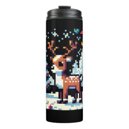Kerstrendier Winter Wonderland Pixel Art Thermosbeker