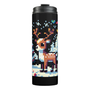 Kerstrendier Winter Wonderland Pixel Art Thermosbeker