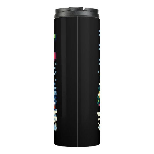 Kerstrendier Winter Wonderland Pixel Art Thermosbeker (Achterkant)