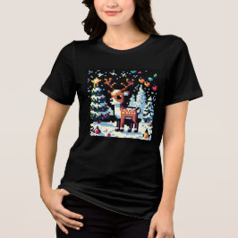 Kerstrendier Winter Wonderland Pixel Art Tri-Blend Shirt