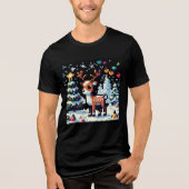 Kerstrendier Winter Wonderland Pixel Art Tri-Blend Shirt (Voorkant)