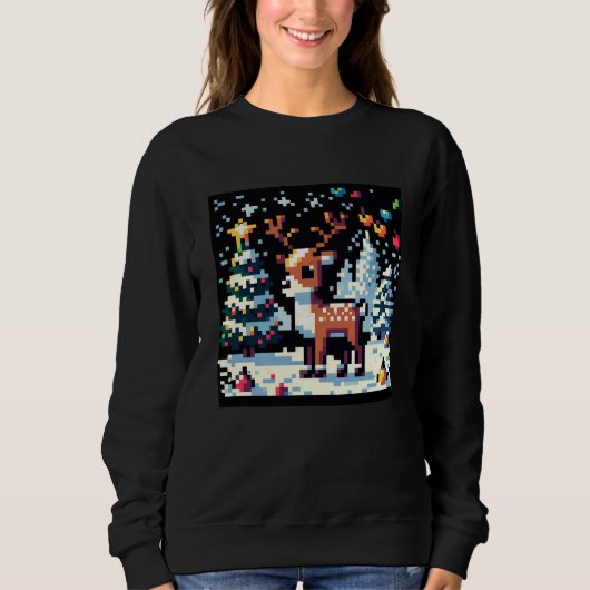 Kerstrendier Winter Wonderland Pixel Art Trui (Voorkant)
