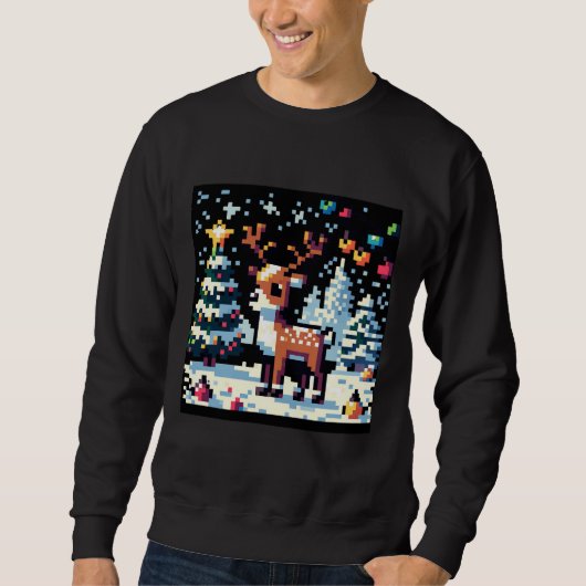 Kerstrendier Winter Wonderland Pixel Art Trui (Voorkant)