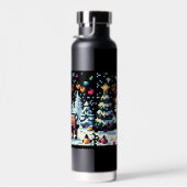 Kerstrendier Winter Wonderland Pixel Art Waterfles (Rechts)