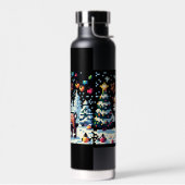 Kerstrendier Winter Wonderland Pixel Art Waterfles (Links)