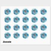 Kerstrendierblauw Splash Ronde Sticker (Vel)