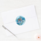 Kerstrendierblauw Splash Ronde Sticker (Envelop)