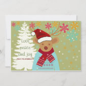Kerstrendierboom sneeuw  rood rood feestdagenkaart (Voorkant)