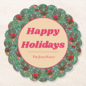 Kerstrendierbos groen kartonnen onderzetters (Voorkant)