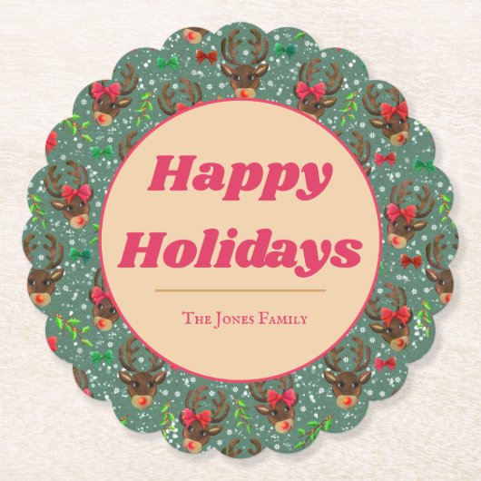 Kerstrendierbos groen kartonnen onderzetters (Voorkant)