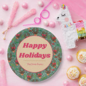 Kerstrendierbos groen papieren bordje (Feest)