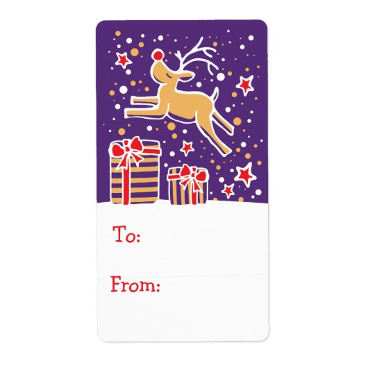 kerstrendiercadeau label blauwgroen (van en naar) (Voorkant)
