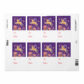 kerstrendiercadeau label blauwgroen (van en naar) (Full Sheet)