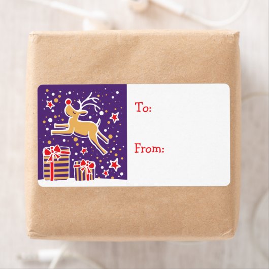 kerstrendiercadeau label blauwgroen (van en naar) (Insitu)