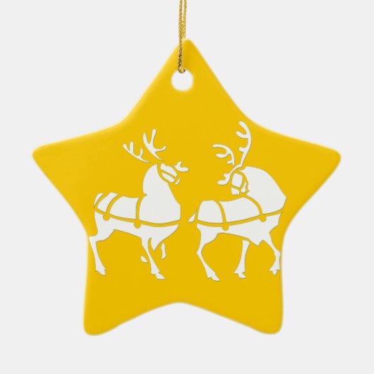 Kerstrendieren, decoratieve feestdagen keramisch ornament (Voorkant)