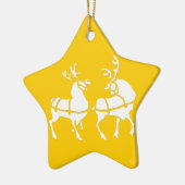 Kerstrendieren, decoratieve feestdagen keramisch ornament (Links)
