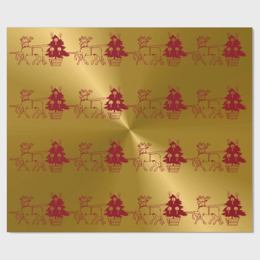 kerstrendieren en -bomen afdrukken cadeaupapier (Vlak)