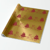 kerstrendieren en -bomen afdrukken cadeaupapier (Uitgerold)