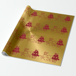 kerstrendieren en -bomen afdrukken cadeaupapier