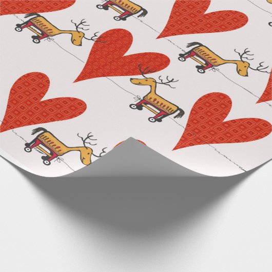 Kerstrendieren en hart cadeaupapier (Hoek)