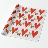 Kerstrendieren en hart cadeaupapier (Uitgerold)