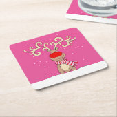 kerstrendieren grote geweien roze onderzetters (Schuin)