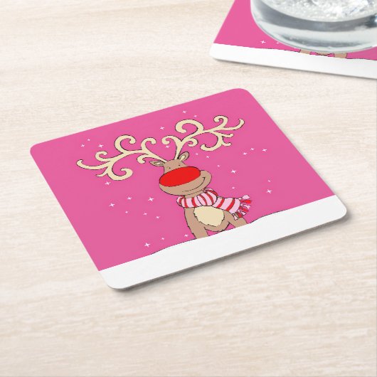 kerstrendieren grote geweien roze onderzetters (Schuin)