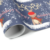 kerstrendieren in de sneeuwblauw-vakantieregel cadeaupapier (Rol Hoek)