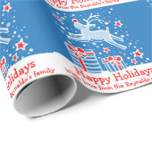 Kerstrendieren in de sneeuwblauwe vakantieverpakki cadeaupapier (Rol Hoek)