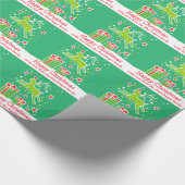 Kerstrendieren in de sneeuwgroene vakantieramp cadeaupapier (Hoek)