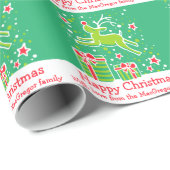 Kerstrendieren in de sneeuwgroene vakantieramp cadeaupapier (Rol Hoek)