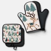 Kerstrendieren & kabouters ovenwant & pannenlap set (Voorkant / Achterkant)