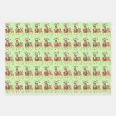 Kerstrendieren Kitten, Dog en Green Red Pset Inpakpapier Vel (Voorkant 3)