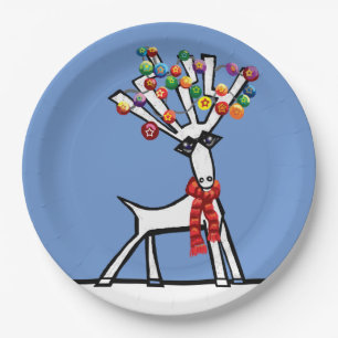 kerstrendieren met baubeldecoratie papieren bordje
