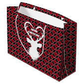 kerstrendieren met zwarte en rode ingewanden groot cadeauzakje (Achterkant Gekanteld)