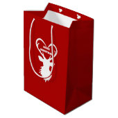Kerstrendieren op rood medium cadeauzakje (Achterkant Gekanteld)