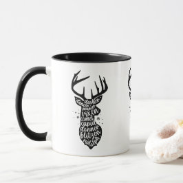 Kerstrendieren, zwart en wit mok