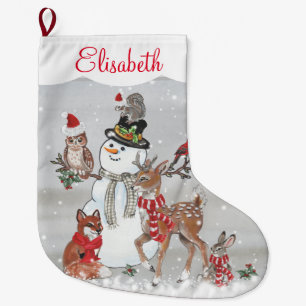 kerstrendierenkuin Woodland Animal Snowman Grote Kerstsok