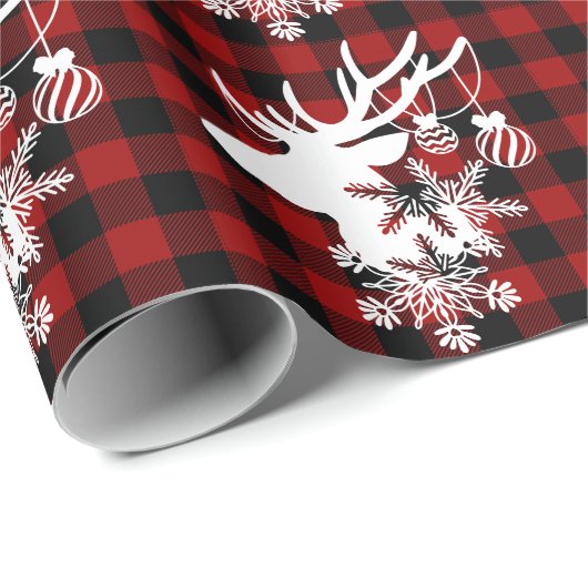 kerstrendierensnowflakes Ornamenten Feestdagen Cadeaupapier (Rol Hoek)