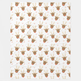 Kerstrendierensnowflakes roze goud fleece deken
