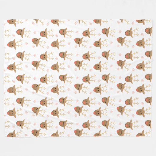 Kerstrendierensnowflakes roze goud fleece deken (Voorkant (Horizontaal))