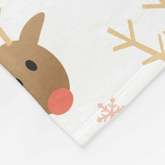 Kerstrendierensnowflakes roze goud fleece deken (Hoek)