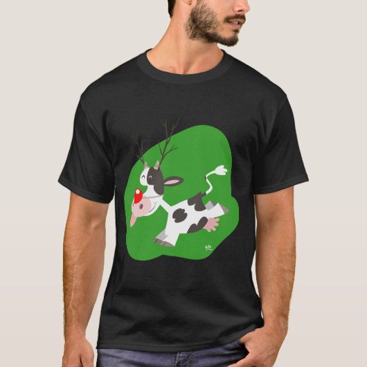 Kerstrendierentuin (Cute Cartoon Koe) T-shirt (Voorkant)