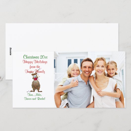 Kerstrendierfamilie - Fotokaart Feestdagenkaart (Voorkant / Achterkant)