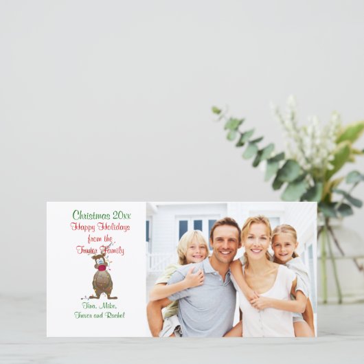 Kerstrendierfamilie - Fotokaart Feestdagenkaart (Staand voorkant)