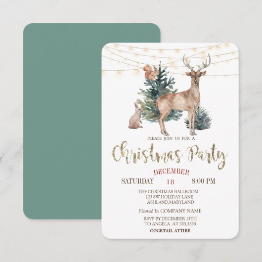 Kerstrendierfeest, kerstfeest kaart (Voorkant / Achterkant)