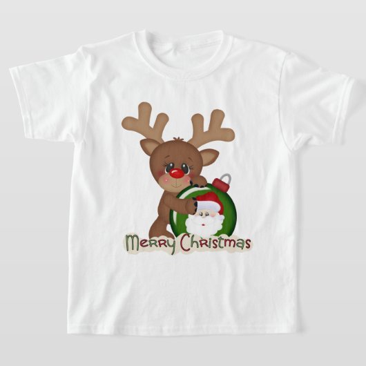 Kerstrendierfeestdag cartoon kinder t-shirt (Laagn)