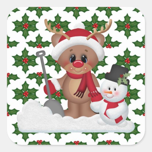 Kerstrendierfeestdag sticker cartoon (Voorkant)