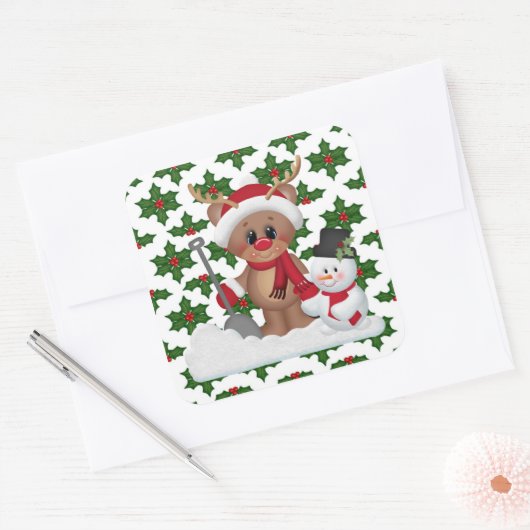 Kerstrendierfeestdag sticker cartoon (Envelop)