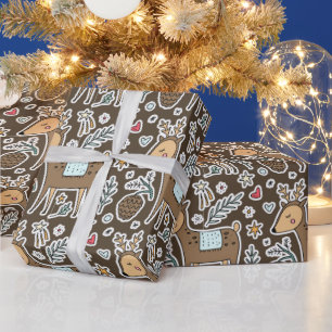 Kerstrendierfeestpatroon Cadeaupapier